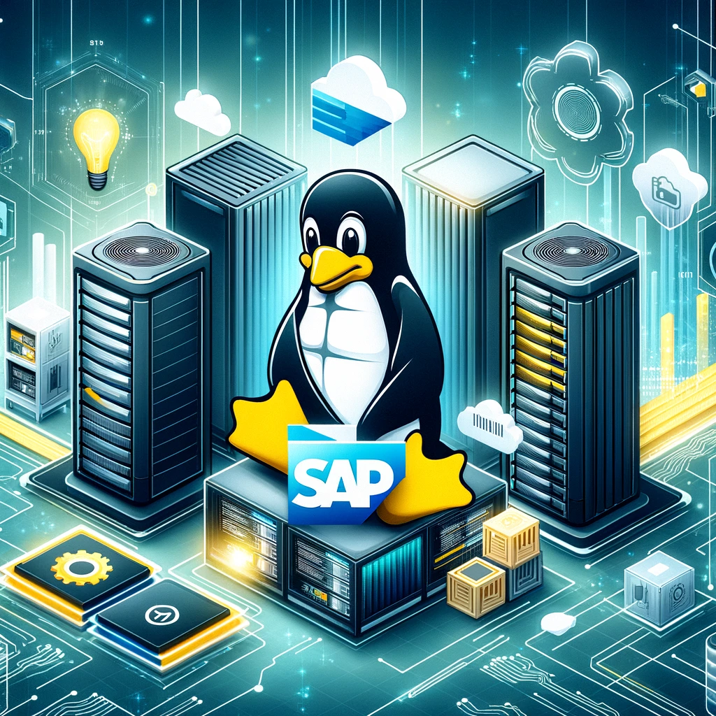 A professional feature image for a blog post on implementing high availability for SAP applications with SIOS Protection Suite for Linux, showcasing the SAP logo, the Linux penguin, and the SIOS interface. The background features high-tech elements like server racks and digital networks, symbolizing the seamless integration and reliability of running SAP on Linux with SIOS. The color scheme includes shades of blue, green, and black, representing stability, growth, and power, highlighting the importance of continuous operation and protection for critical SAP applications.